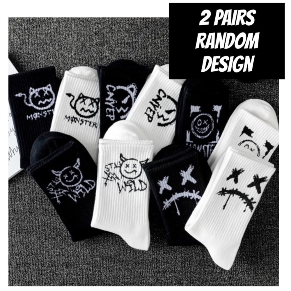 🍒🍒 (Bundle Only) Random Sets 2 Pairs of Graffiti Ankle Socks
